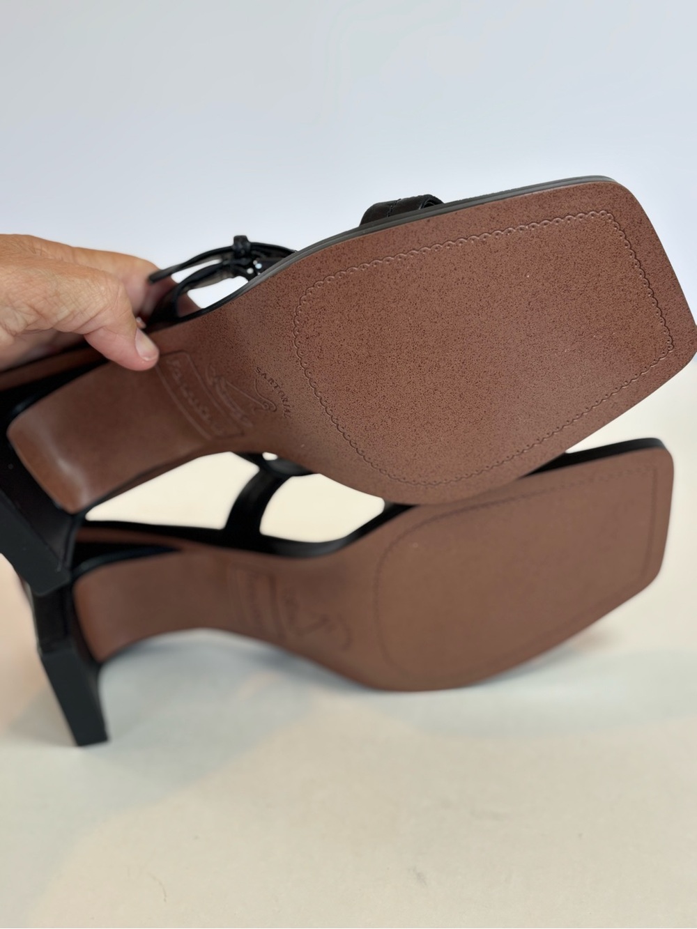 Franco Sarto Black Square Toe Buckle Strap Block Heel Sandals Size 7.5 NEW! - Picture 7 of 8